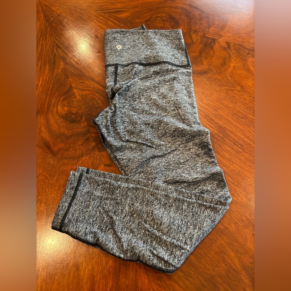 Lululemon Women Wunder Under High Rise Tight Leggings Heathered Black Size 8 25”